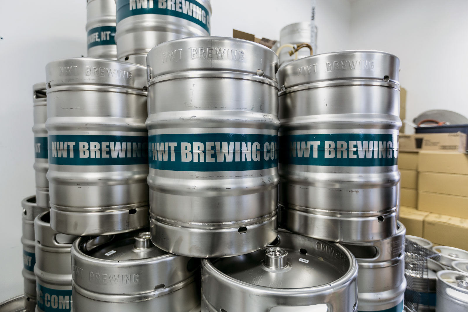 Kegs of NWT Brewing Company beer