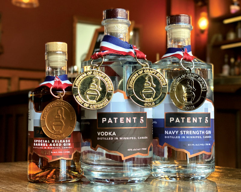 Bottles of liquors and awards