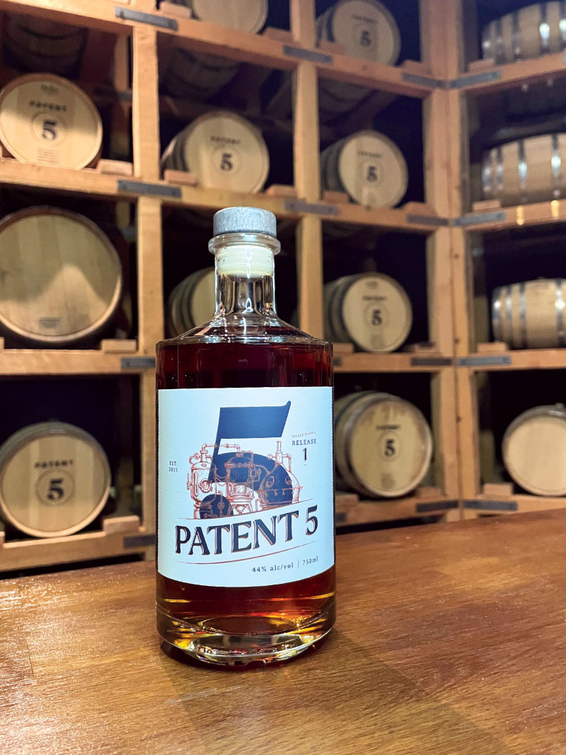 Bottle of liquor in barrel room