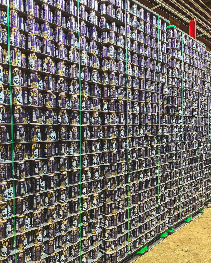 Palettes full of canned beer