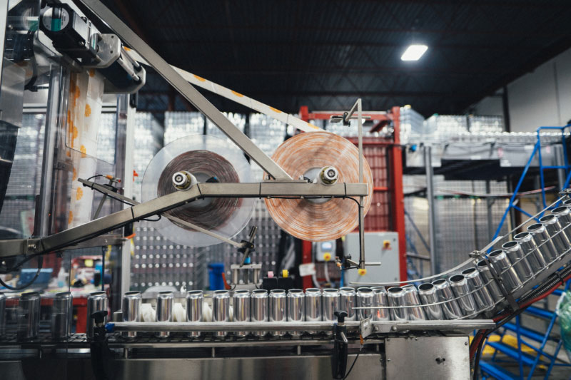 Cans on a printing production line