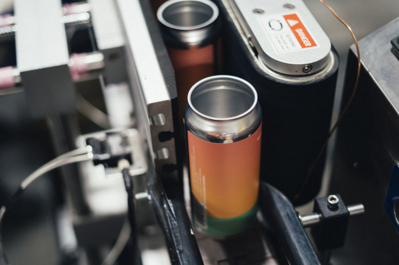 Cans on a printing production line