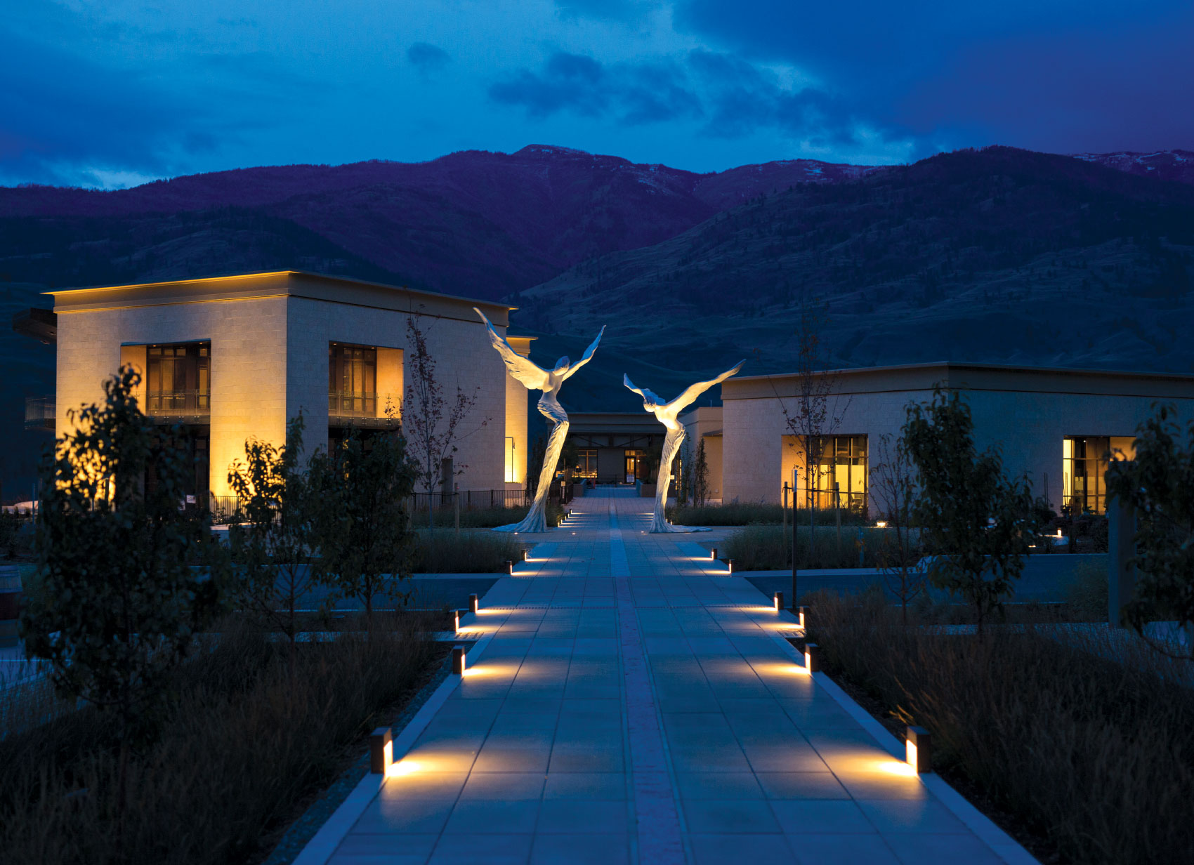 Exterior of Phantom Creek Estates Winery at night