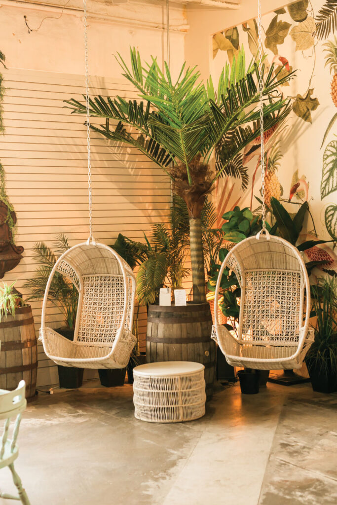 Swinging chairs in Kilter Brewing Co. taproom