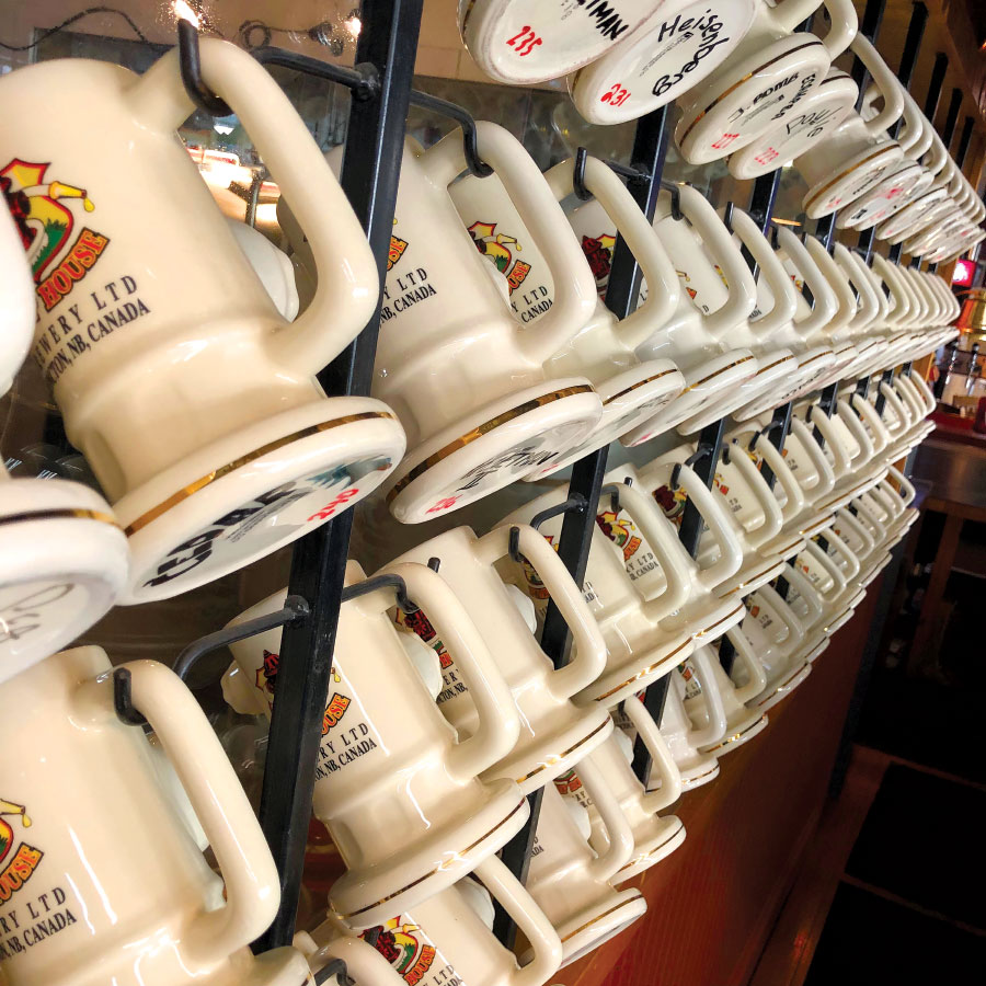 Souvenir mugs on display