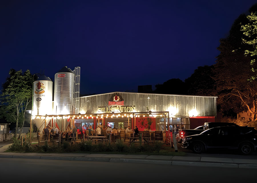 Exterior of Pump House Fill Station at night