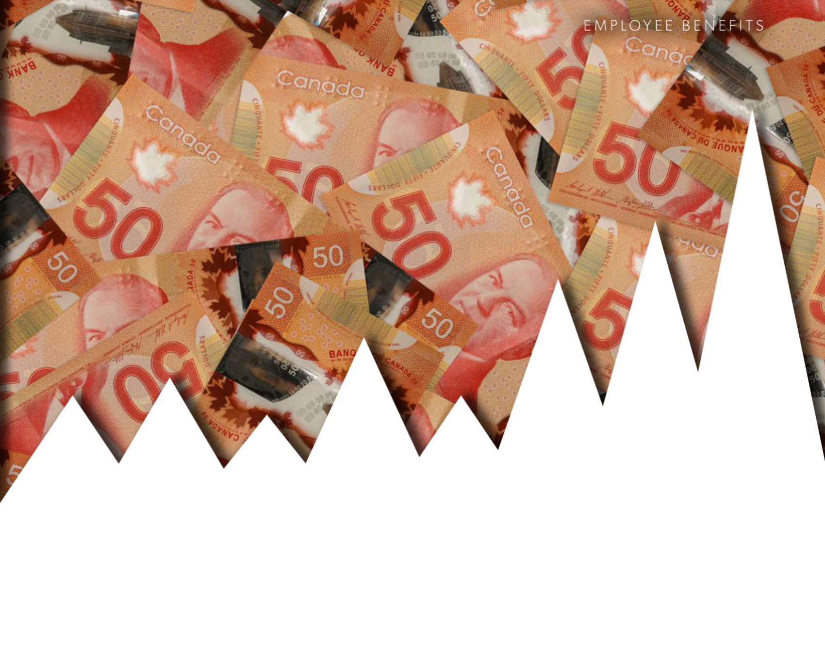 Graph illustration made up of $50 dollar bills