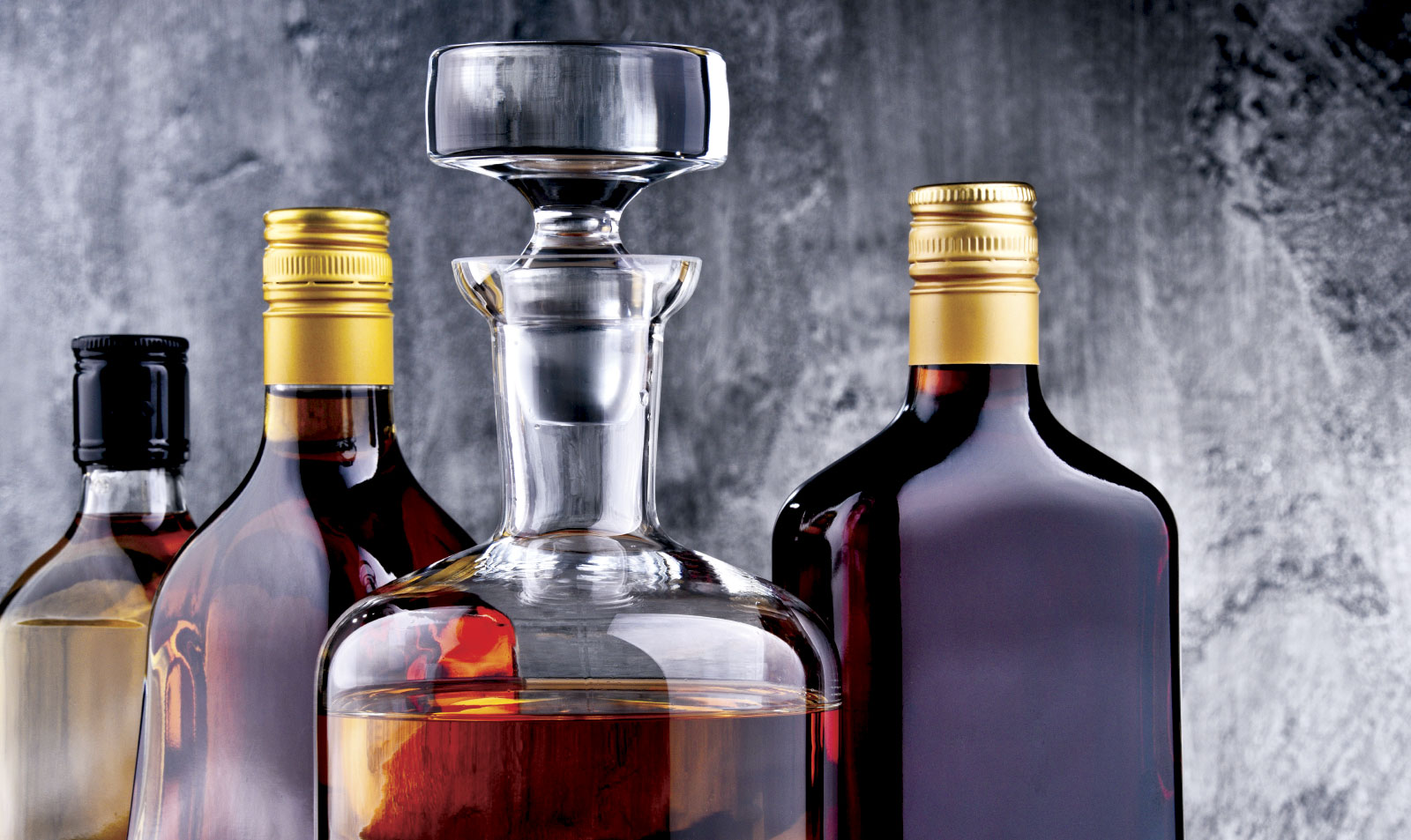 Various liquor bottles