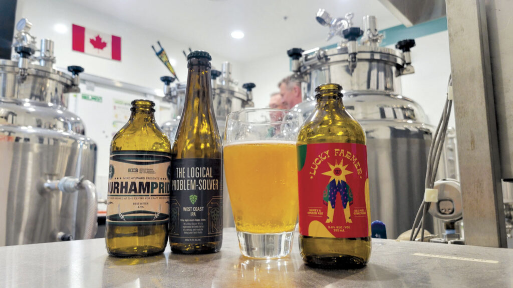 Various CCBI beverages and containers on lab bench