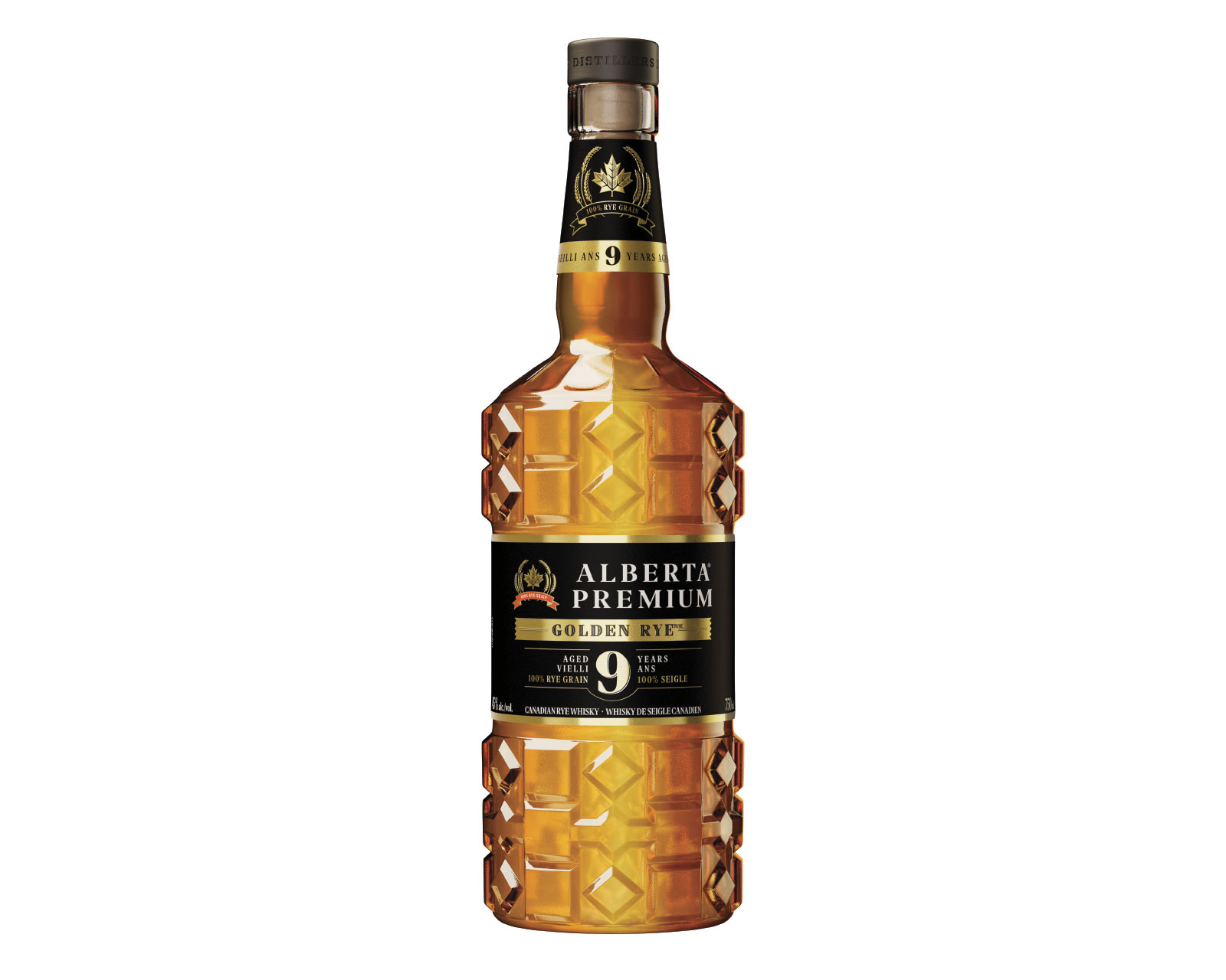 Bottle of Alberta Premium Golden Rye isolated on white background
