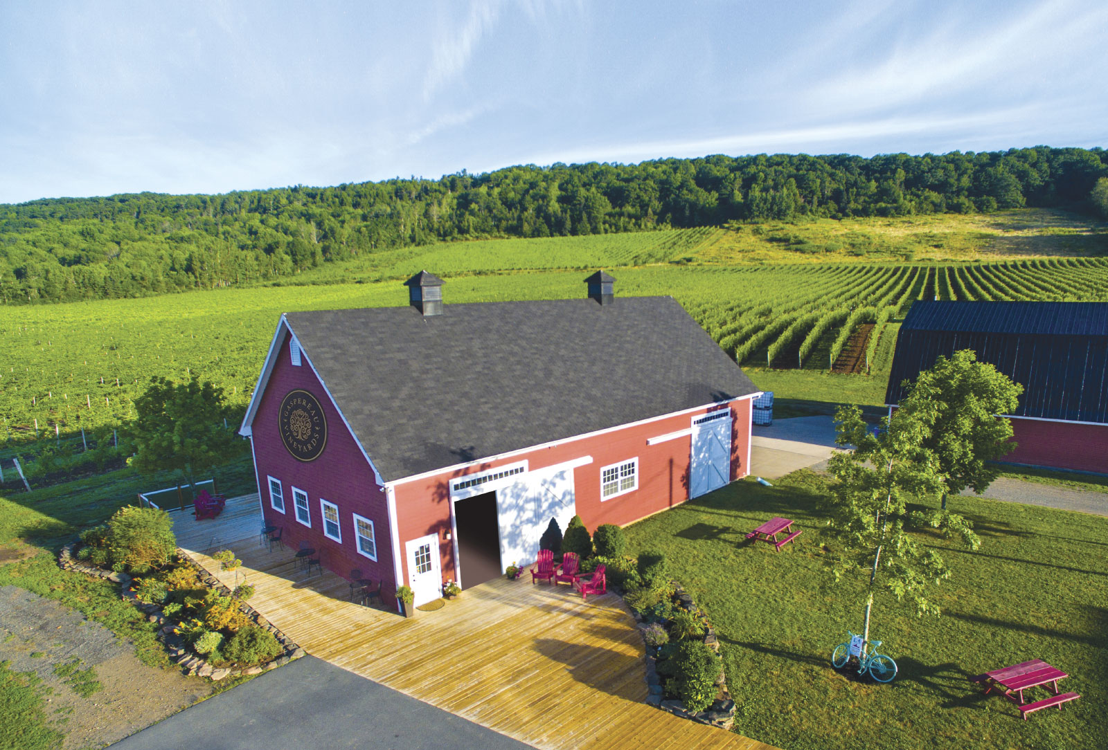Aerial view of Gaspereau Vineyards