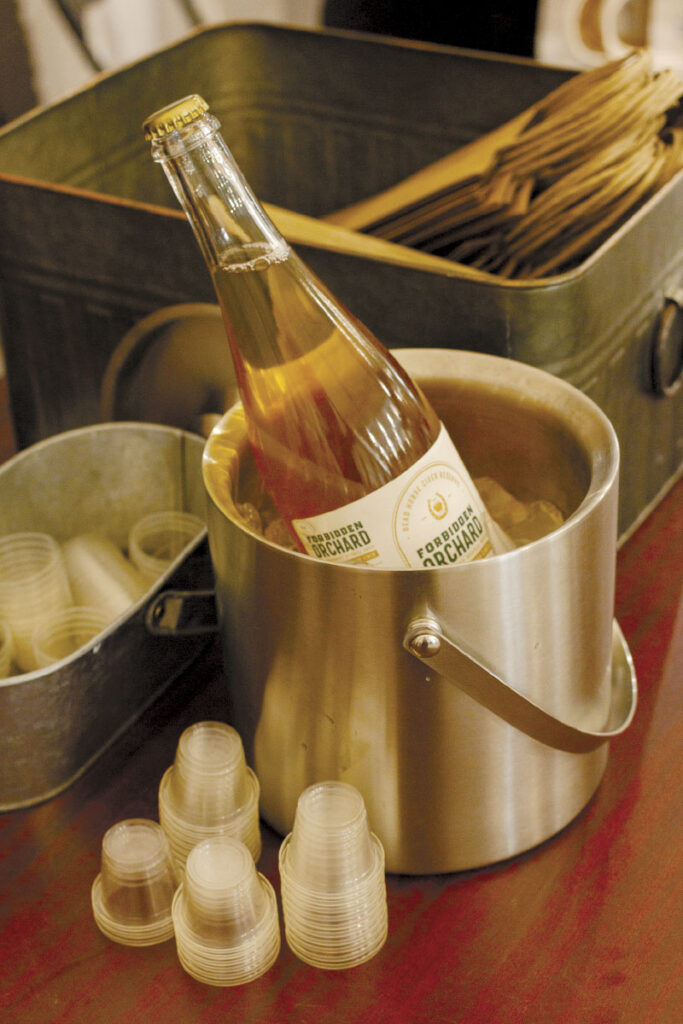 Bottle of cider on ice