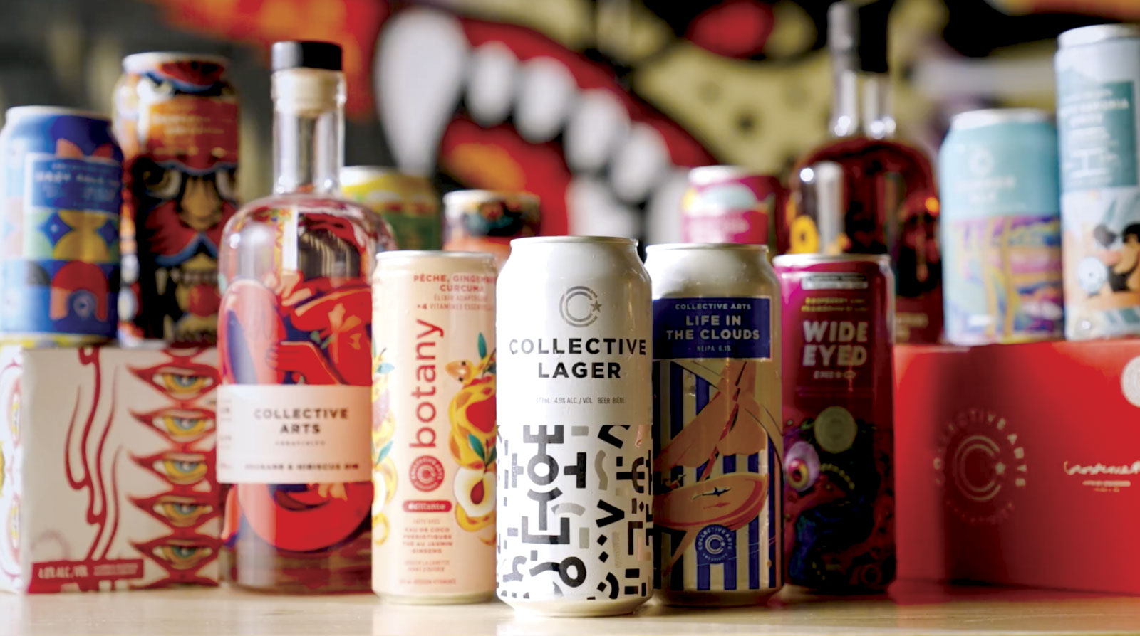 Various Collective Arts cans and bottles
