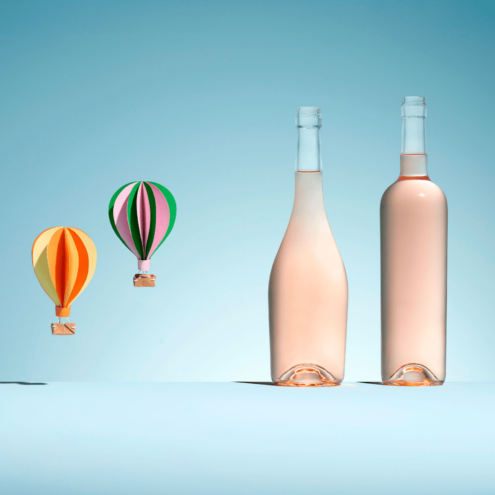 Optimum Collection bottles, with hot air balloons in background
