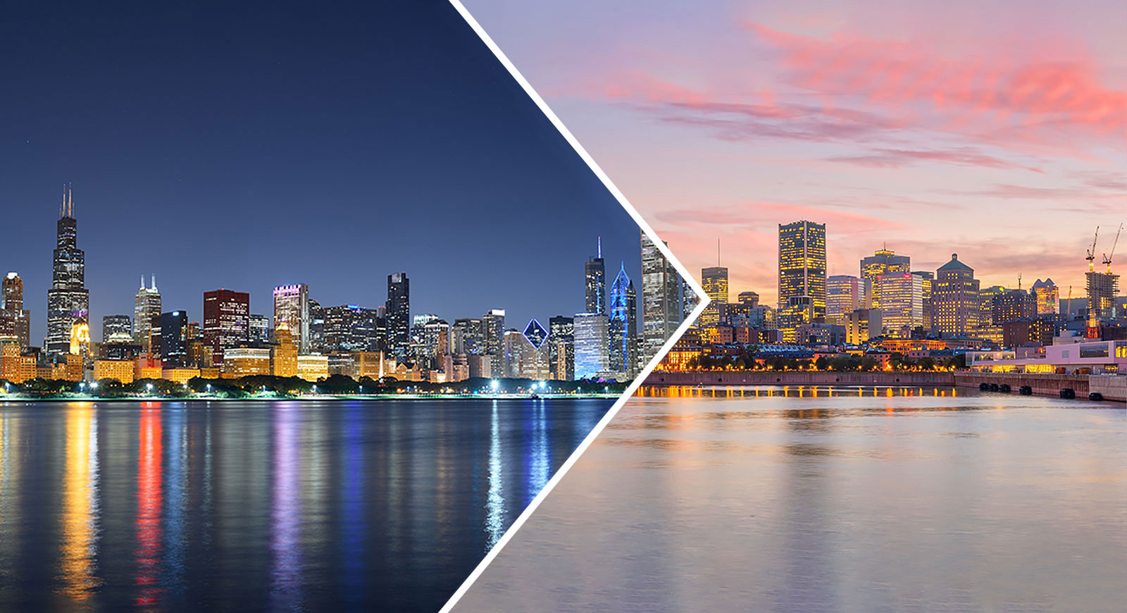 Chicago and Montreal skylines