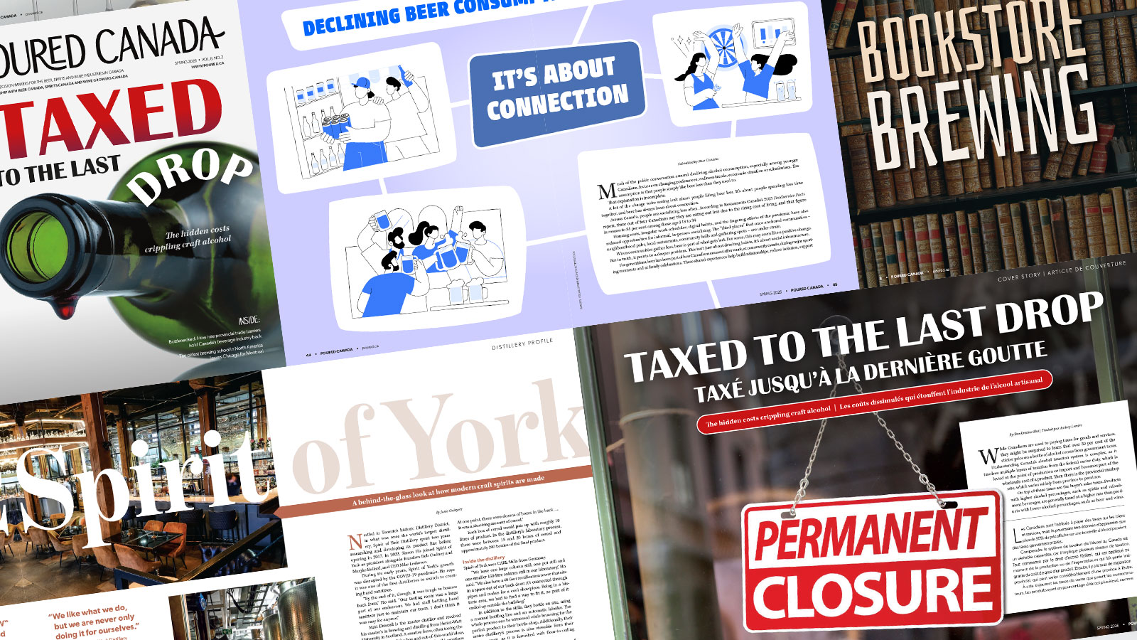 Various pages from the Spring 2026 issue of Poured Magazine