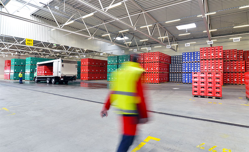 loading of beer crates for trade in a brewery