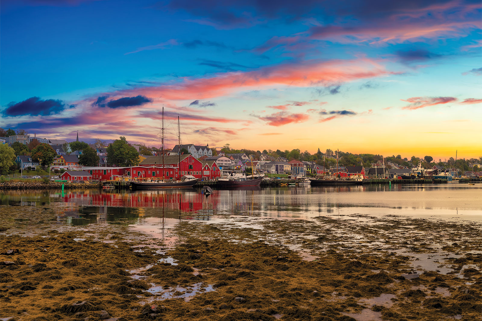 Lunenburg, Nova Scotia, Canada. Beautiful view of a historic port on the Atlantic Ocean Coast